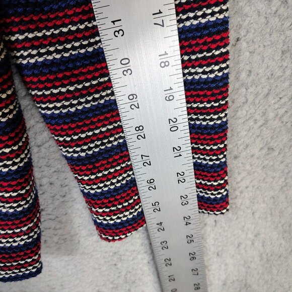 Talbots Blazer Womens Large Navy Red Striped Woven Tweed Stretch Business Casual - Picture 12 of 14